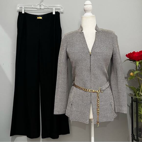 NEW St. John Wool Knit Tailored Classic Longline Suit Jacket Wide Leg Trousers 2 - Picture 2 of 16